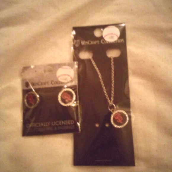 MLB SF Giants Necklace & Earrings - Picture 1 of 4